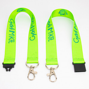 Cinta colgante fluo con doble mosquetón y cierre de seguridad