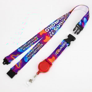 Lanyard con hebilla plástica y cierre de seguridad con yoyo