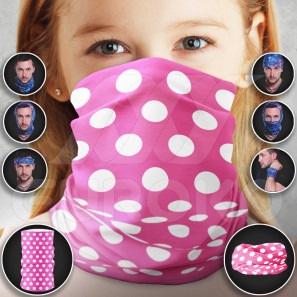 Pañuelo multifuncional para niños Lunares rosas